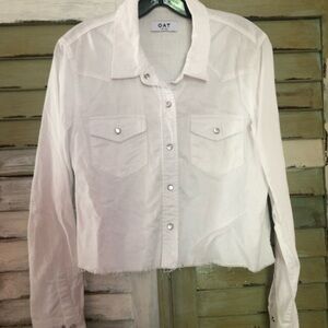 Raw hem cotton shirt/ jacket